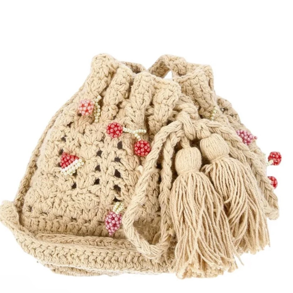 Crochet Bucket Bag with Charms